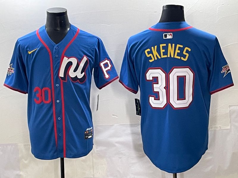 Men 2025 Pittsburgh Pirates #30 Skenes Blue All star Nike MLB Jersey style 3